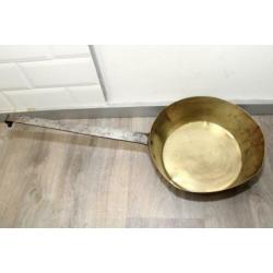 Prachtige Grote Vintage Decoratieve Steel Pan