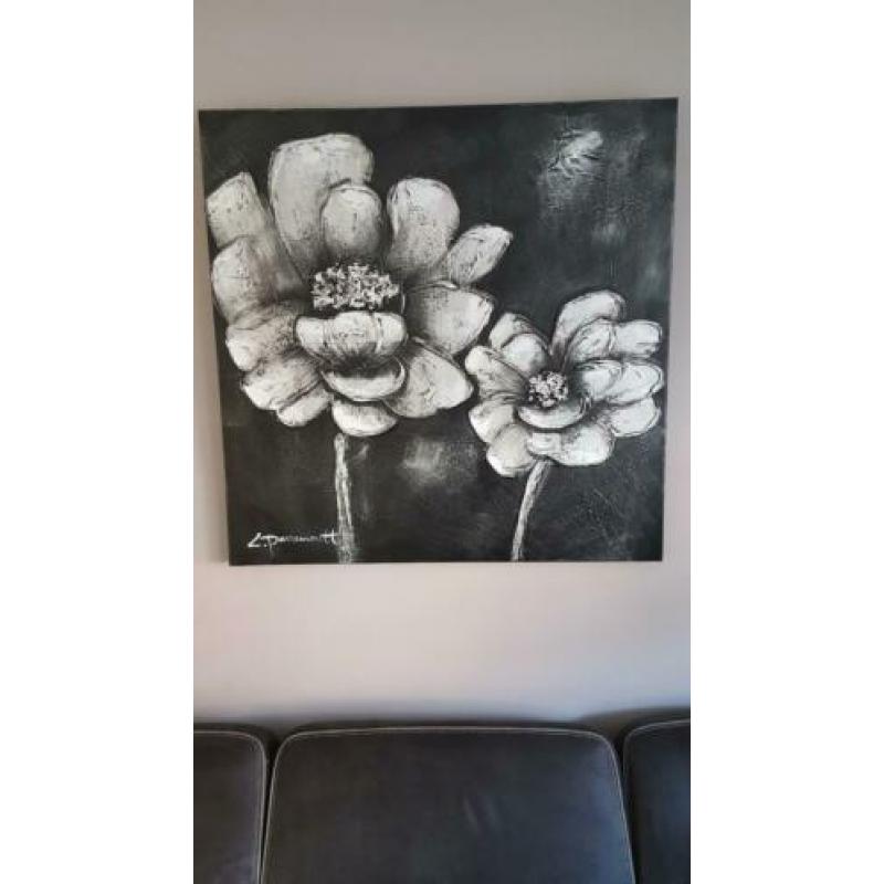 Bloemen canvas 1x1 m