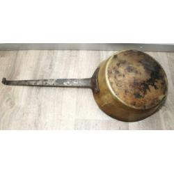 Prachtige Grote Vintage Decoratieve Steel Pan