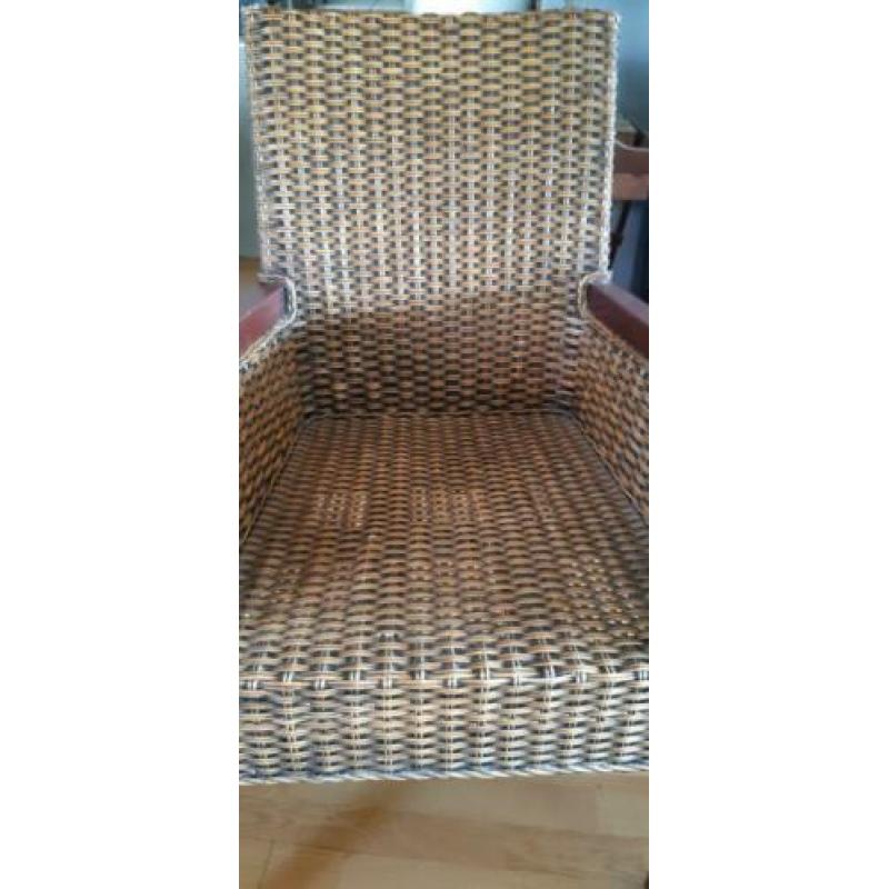 Stoel, rotan met hout