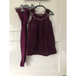 H&M jurkje Bordeaux paars maat 92 corduroy rib jurk