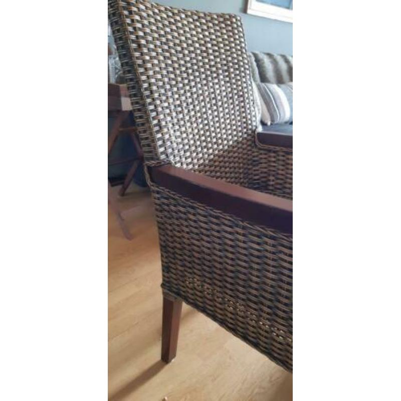 Stoel, rotan met hout