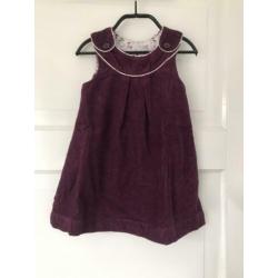 H&M jurkje Bordeaux paars maat 92 corduroy rib jurk