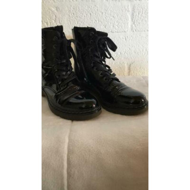 Lak boots zwart stoer 38 zgan