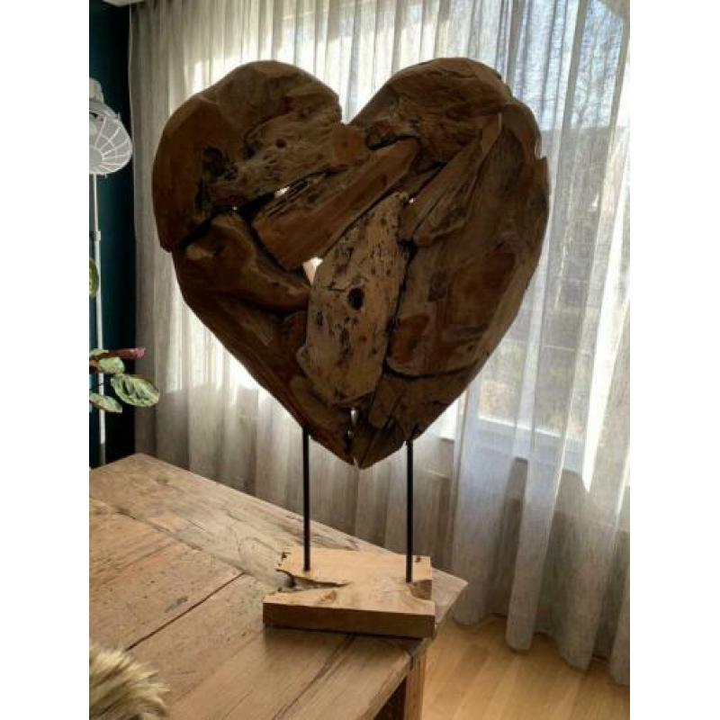 Decoratief houten hart groot 80 x 55