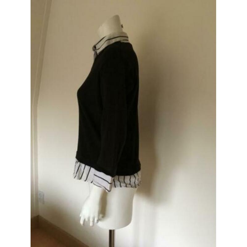 Zwarte trui met blouse look maat 38