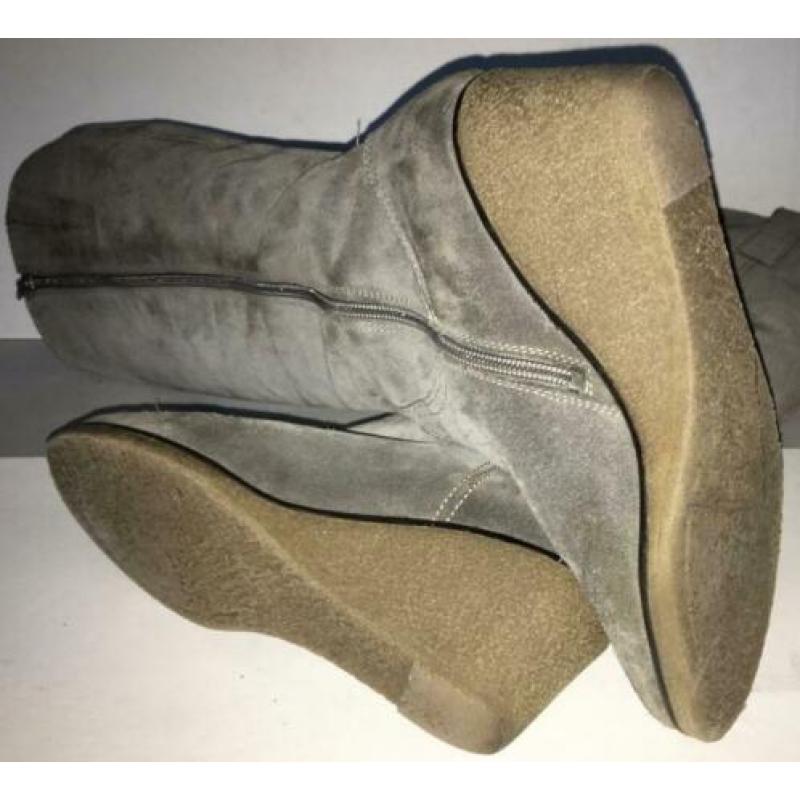 VIA VAI grijze suede, leergev SEXY wedges sleehak laarzen 38