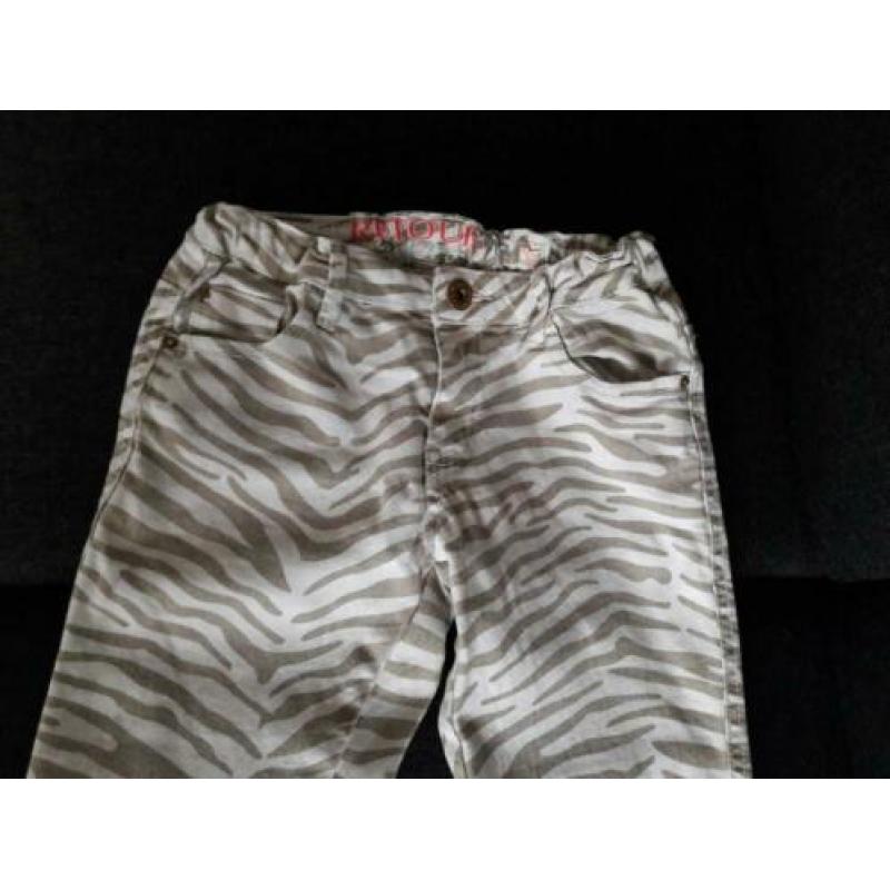 Retour 146 / 11 zebraprint slim stretch beige jeans meisje