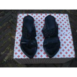 Gratis verzenden sexy zwarte festival plateau slippers 38