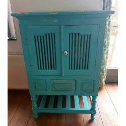 Blauwe brocante kast ibiza stijl!!