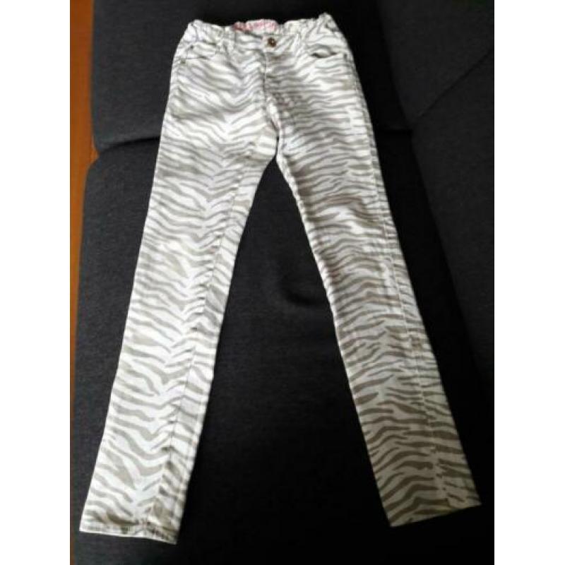 Retour 146 / 11 zebraprint slim stretch beige jeans meisje