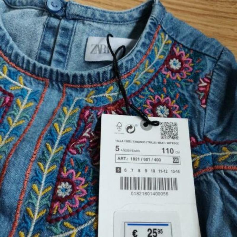 Nieuw! Zara denim jurk met boordursel labelmaat 110