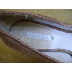 Cognac geheel leren suede Massimo Dutti pumps, mt 40