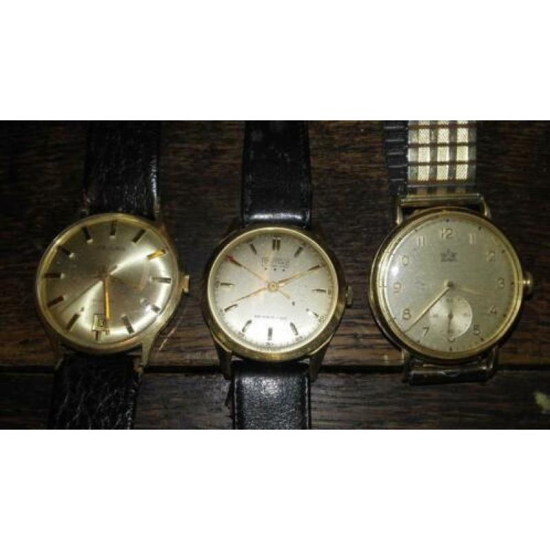 Tk 3 gouden horloges 1 pontiac 1 anker 1 prisma 14 karaat