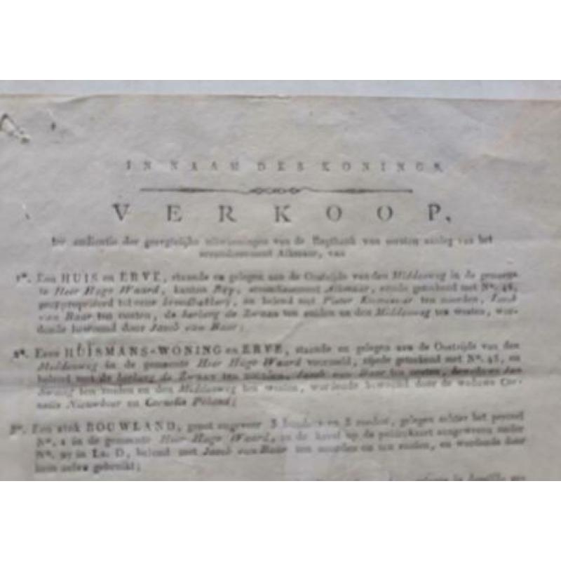 Ingelijst Perkament 1825 Verkoopdocument 7 kavels in Heerhug