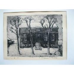 Ets, huis met bomen van Frans Köhler (1935-1995)