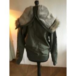 Bouldercoat van Woolrich grijs groen maat S