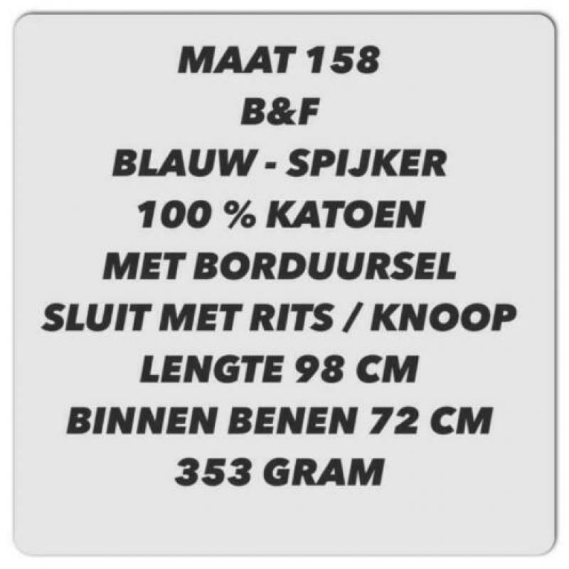 Maat 158 - b&f - blauw spijker broek met borduursel