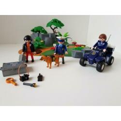 Playmobil politie boef hond 3136 sporenonderzoek agent quad