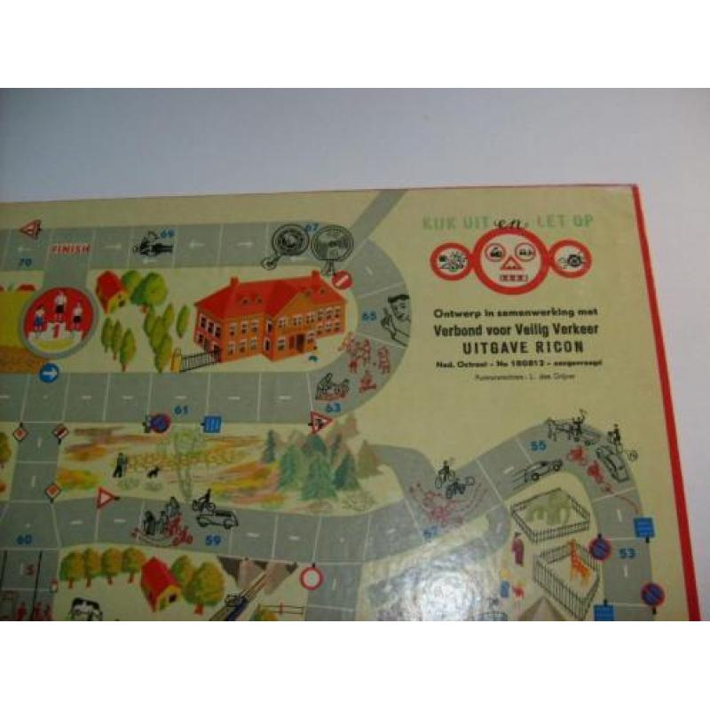 vintage jaren50 RICON speelbord KIJK UIT en LET OP trf spel