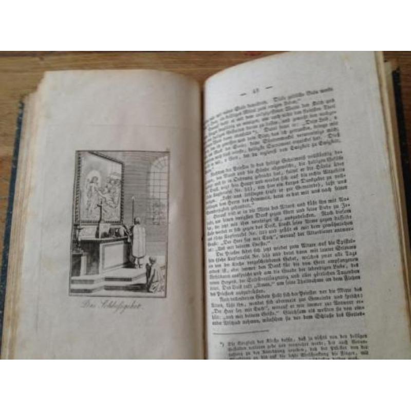 Schmid Die Heilige Messe 1836 met 34 gravures halfleren band