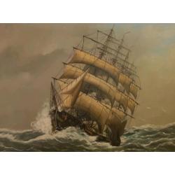 Olieverf op doek schilderij viermaster/windjammer Passaat