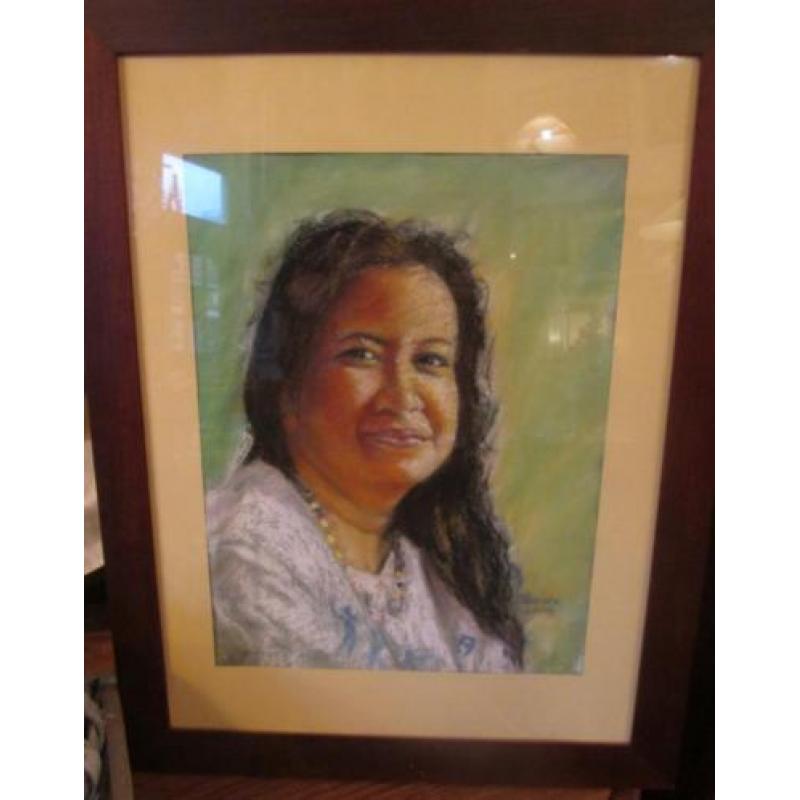 Pastel Portret Meisje met Ketting Koh Tao Christa Hoek 45x35