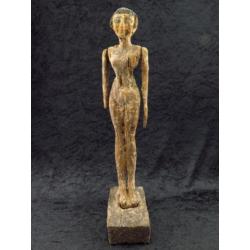 Extremely big Egyptian wooden painted statue of a Lady