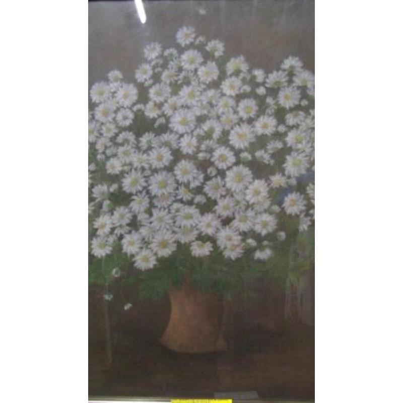 9267 - pastel achter glas bloemen Olive 1998 - € 15