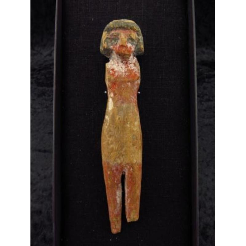 Egyptian wooden painted statue of Lady