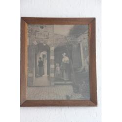 Antiek eiken lijst met antieke repro Pieter de Hooch 1926