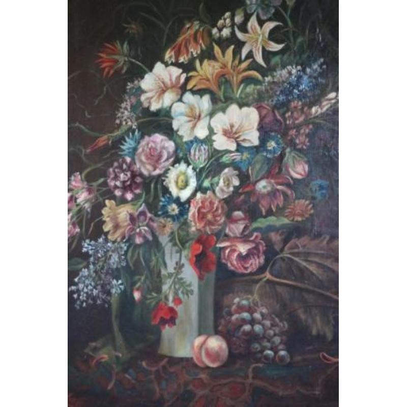 Frans 19e eeuws bloemen schilderij