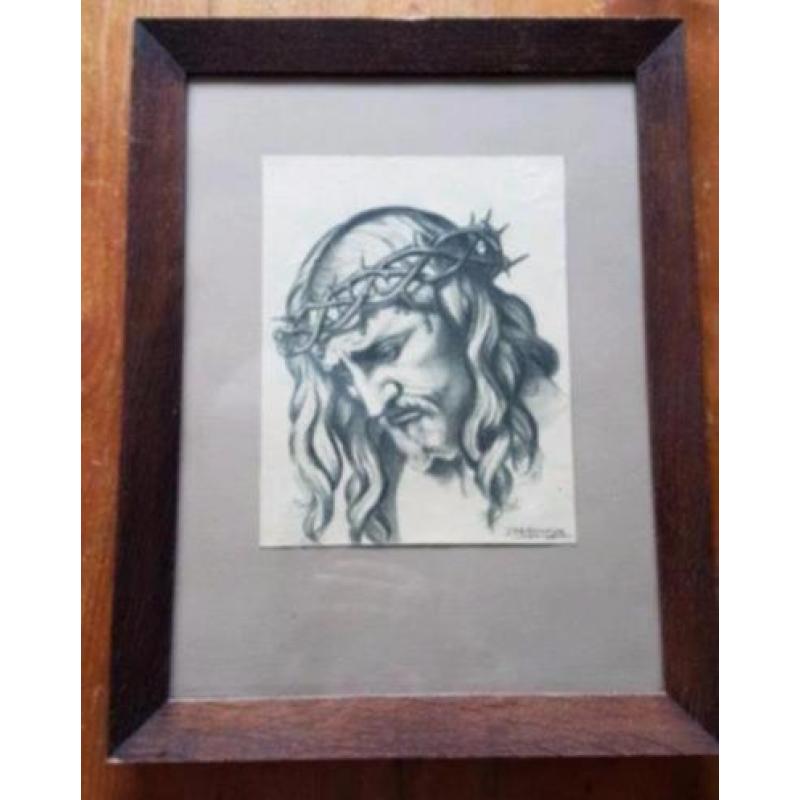 Originele potlood Tekening van Hans Hofmeijer Christus