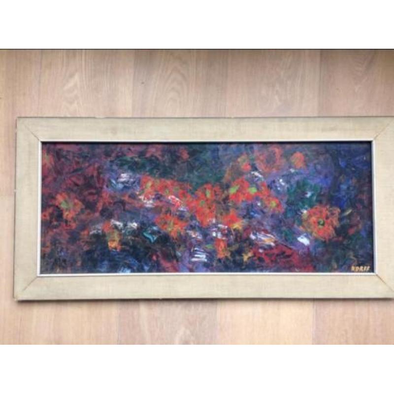 Vintage abstract jaren 50/60 schilderij gesigneerd Korff