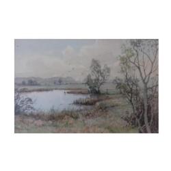 Cox P. Peter landschap schilderij aquarel duinen ven plas