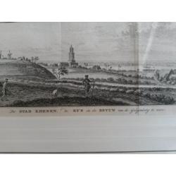 Kopergravure Rhenen, de Rijn de Betuw vanaf de Galgenberg