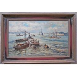 =Evert Moll 1878-1955==havengezicht ROTTERDAM==60 x 100 cm