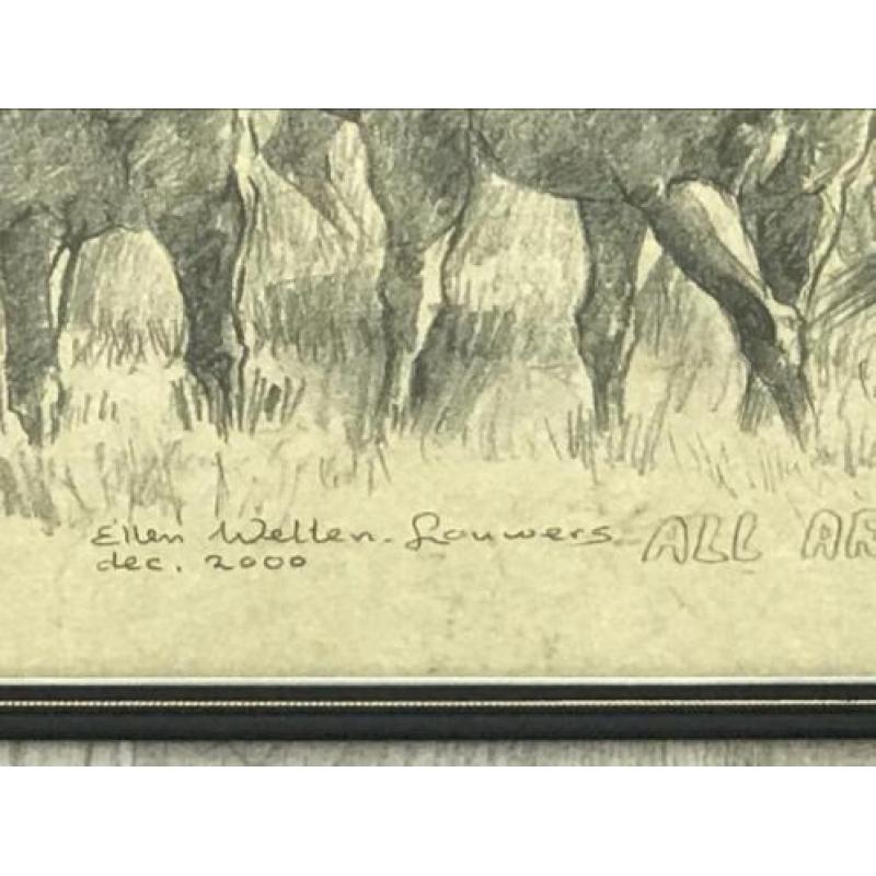 Paarden tekening Ellen Welltens Lourens 45x30 cm