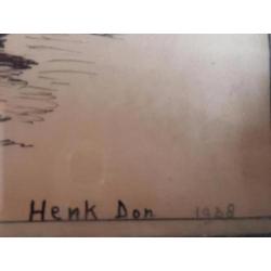 pentekening platbodem botter gesigneerd Henk Don 1938