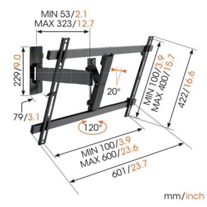 Vogels WALL 3325 zwart muurbeugels