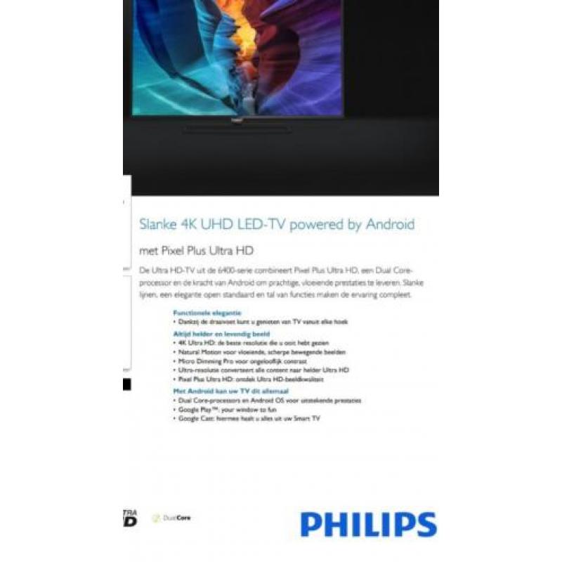 Philips UHD LED 4K TV Diagonaal 50 inch scherm = 126 cm