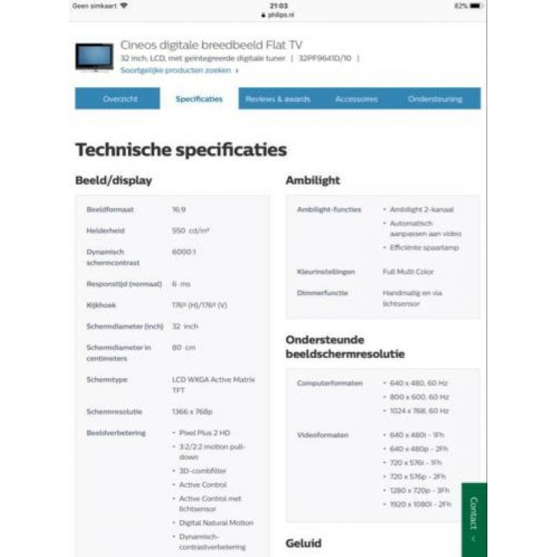 Philips Cineos digitale breedbeeld flat TV, 32 inch