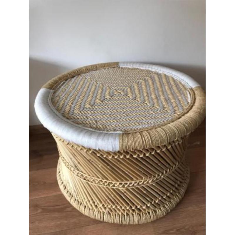 ZENZA mudda poef/kruk XL rotan/wit (NIEUW)