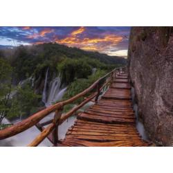 Houten brug fotobehang waterval Diverse maten Fotobehang4you