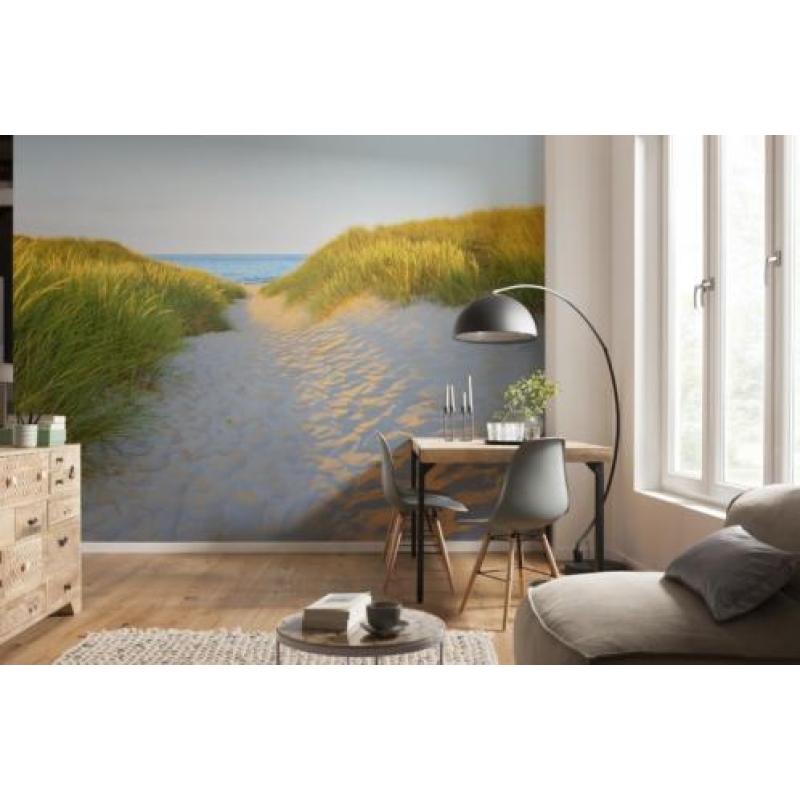 Fotobehang Strand op hout, Strandbehang