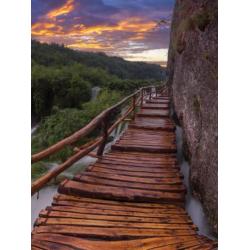 Houten brug fotobehang waterval Diverse maten Fotobehang4you