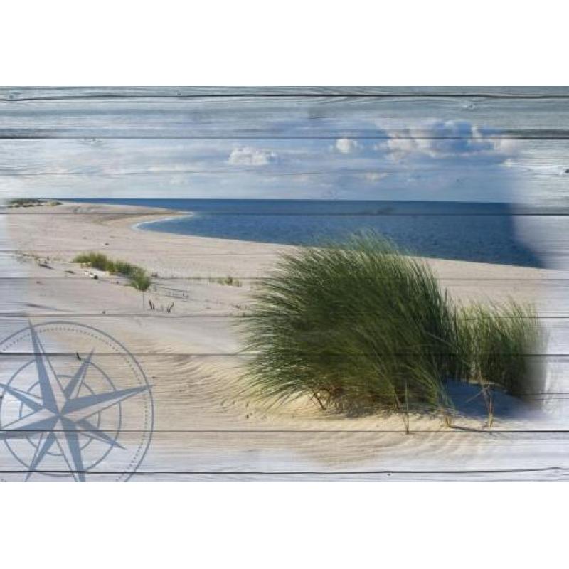 Fotobehang Strand op hout, Strandbehang